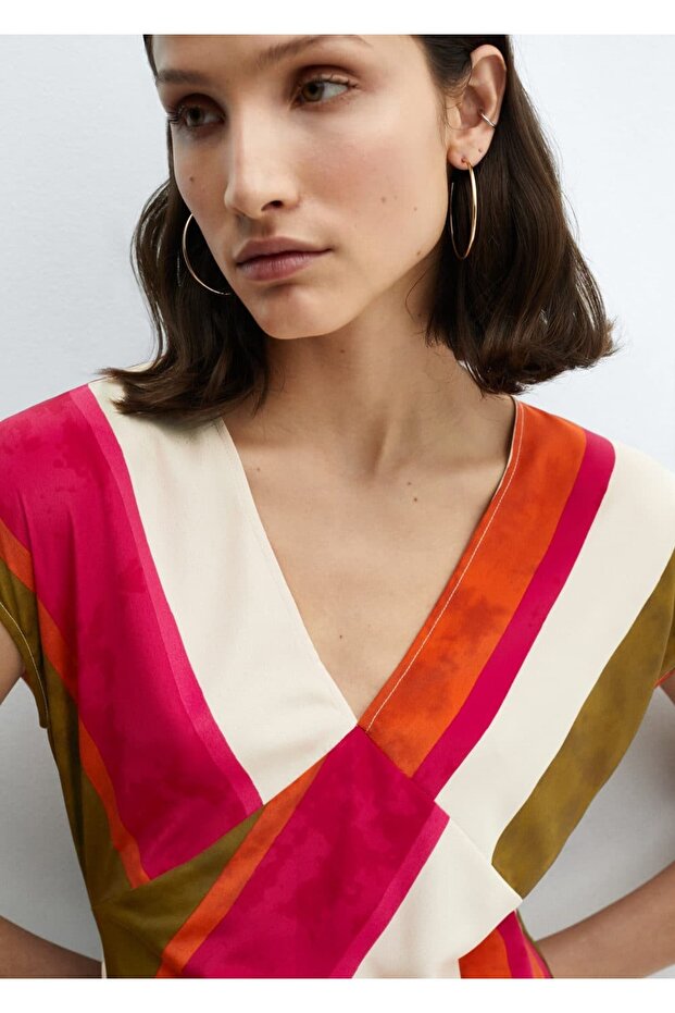 Cut-out Çizgili Elbise - 7