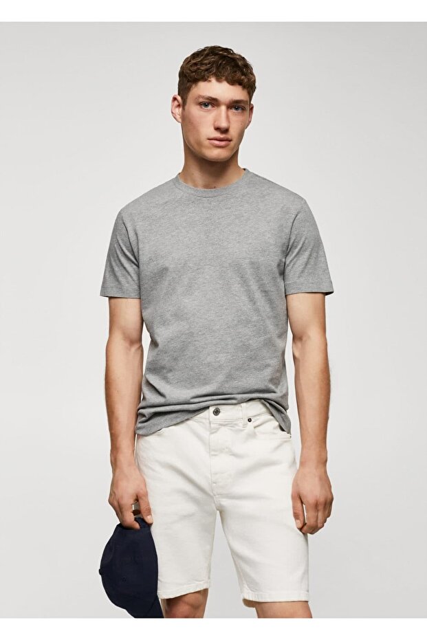 Basic Streç Pamuklu Tişört - 1