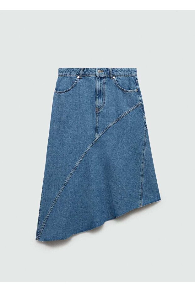 Asimetrik denim etek - 3