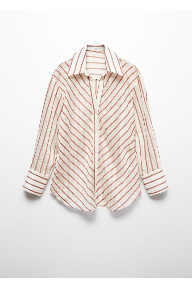 Çizgili yarı transparan gömlek - 3