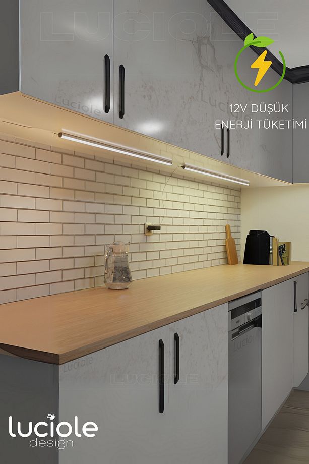 Mutfak tezgah altı  led ışık bar  aç kapa günışığı yapışkanlı 1 metre - lambader gun1 - 3