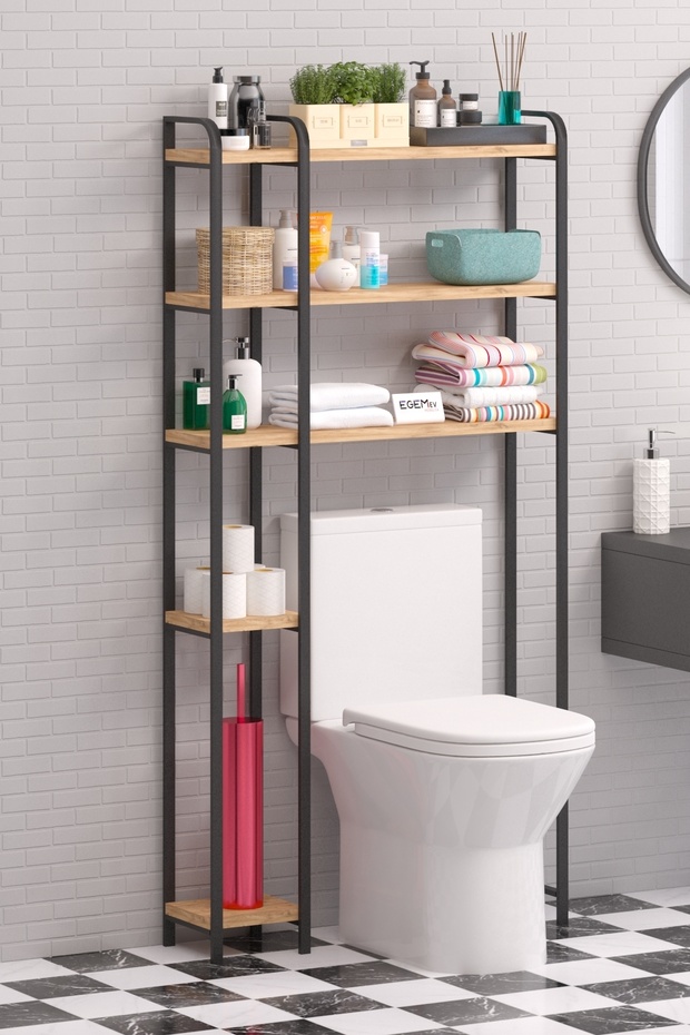 Wc Arkası çok amaçlı Banyo Düzenleyici Klozet Rafı Klozet Üstü Raf Ve fırçalık Havluluk - 1