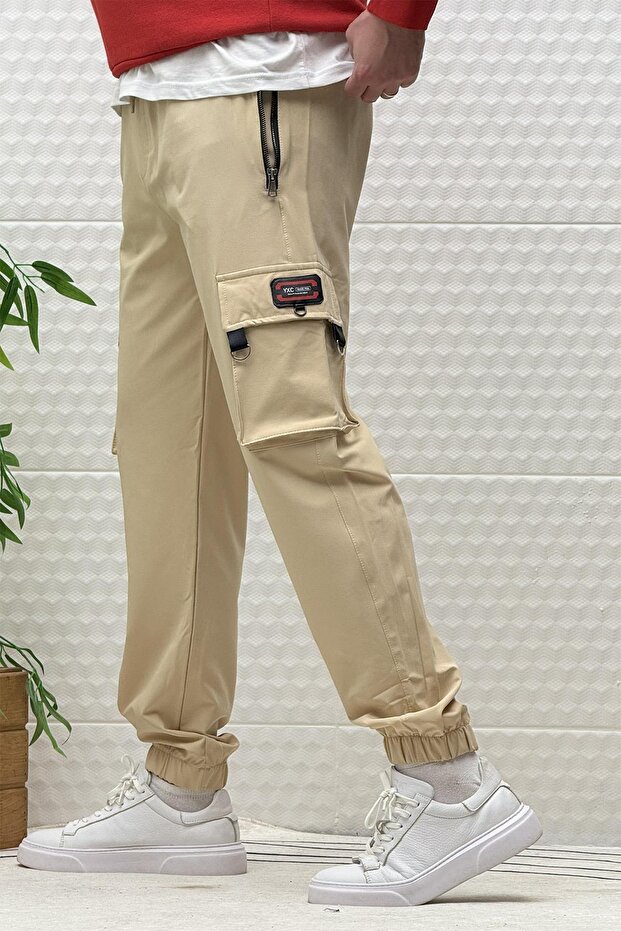 Men's Cargo Pocket Zippered Parachute Seasonal Jogger Pants