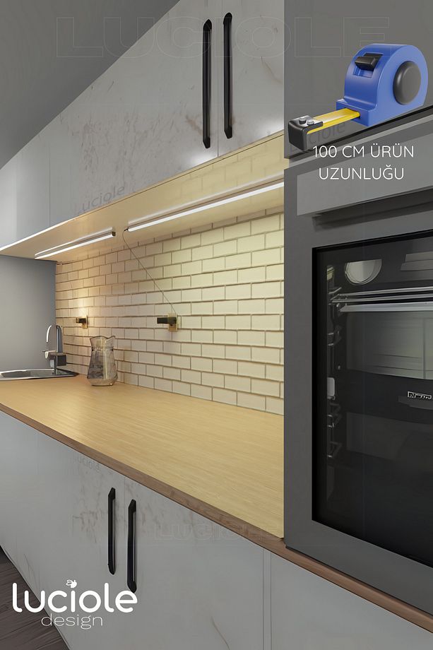 Mutfak tezgah altı  led ışık bar  aç kapa günışığı yapışkanlı 1 metre - lambader gun6 - 6