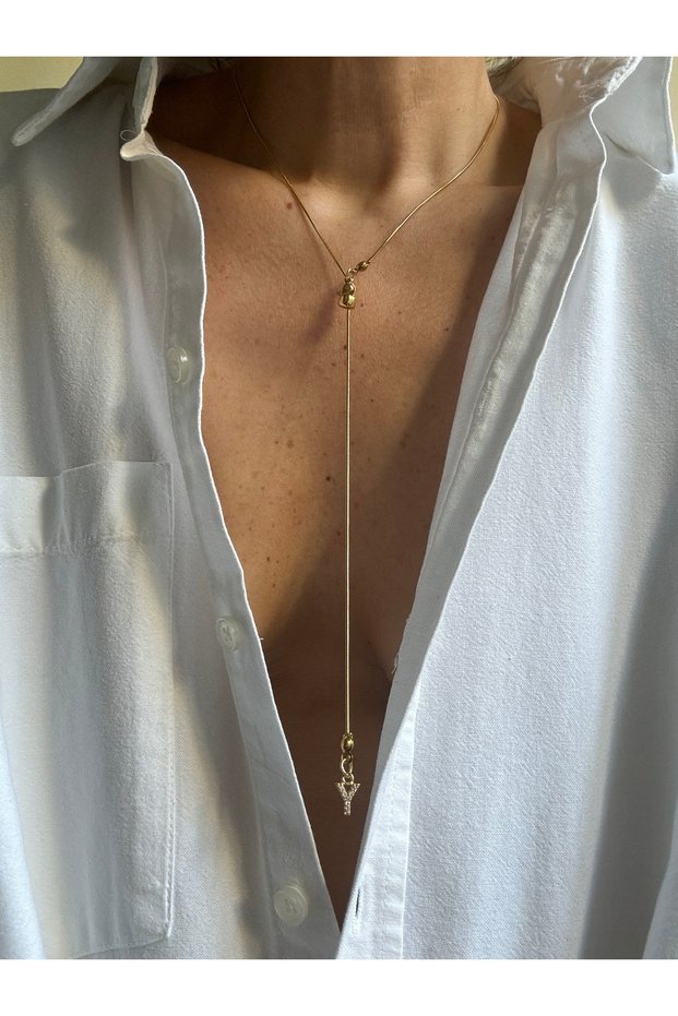 Y Letter Necklace with Steel Elevator