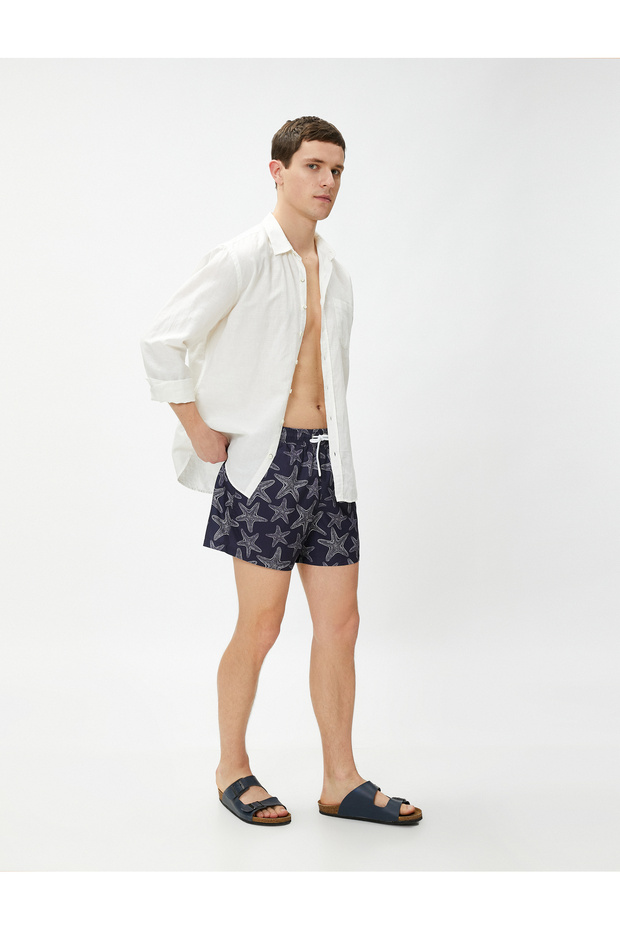 Swim Shorts Star Printed Waist With Pocket Detail