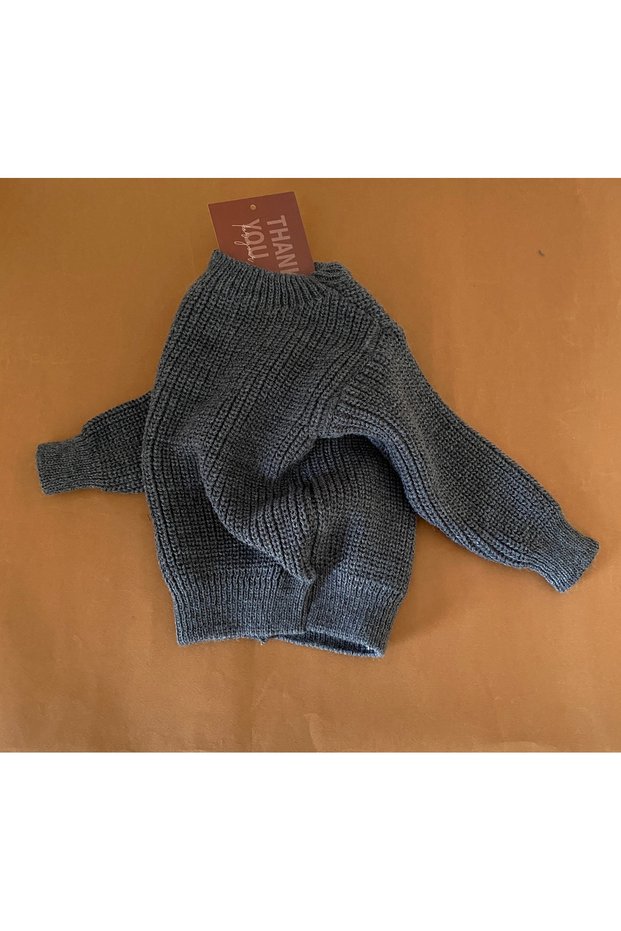 MİNİBONCLUB UNISEX SELANİK BABY CHILD KNITWEAR SWEATER-SMOKE