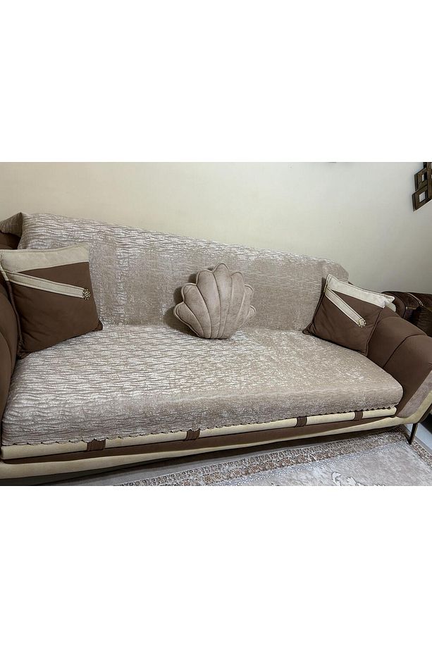 Süngerli Koltuk Örtüsü Yeni Modakapiçino Rengi 1 Adet 210*170 Cm - 7
