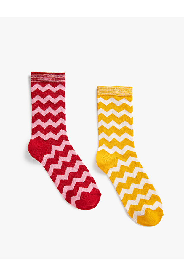 Set of 2 Socks with Geometric Pattern