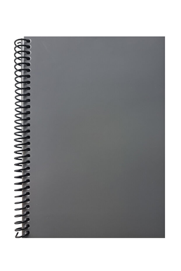 A5 Spiralli Pvc Kapaklı 80 Yaprak Çizgili Defter 1 Adet Gri - 1