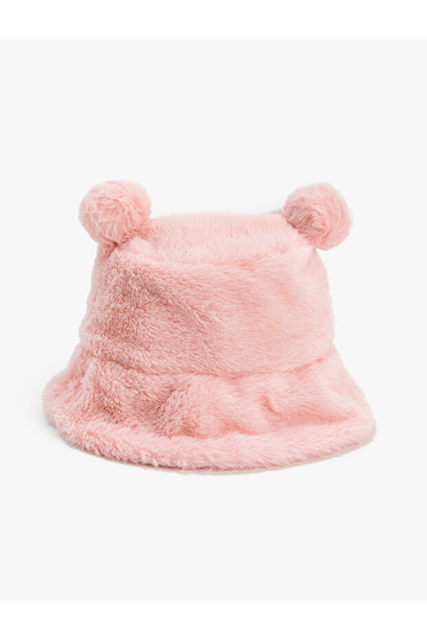 Plush Bucket Hat with Pompom Detail
