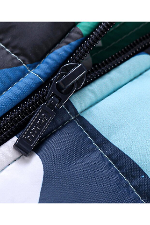 Full Sleeves Jacket with Removable Hood &  Abstract Print - Multicolour - 6