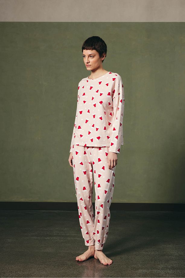 Kadın Pamuklu Uzun Kollu Pijama Üstü - 5