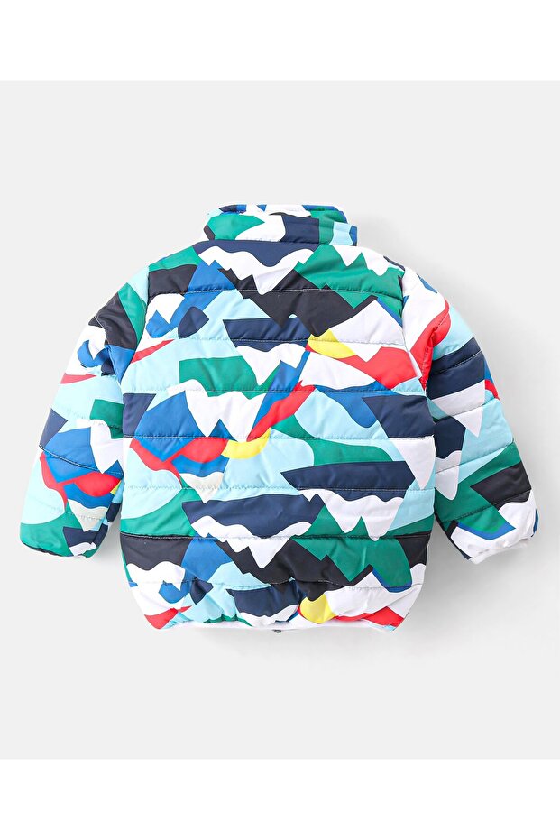 Full Sleeves Jacket with Removable Hood &  Abstract Print - Multicolour - 3