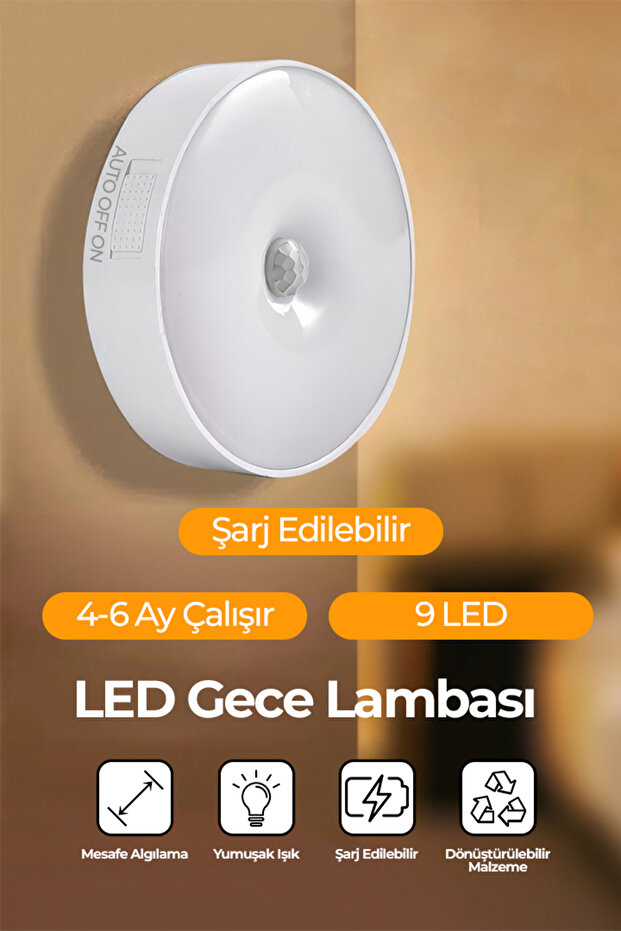 4 Adet Hareket Sensörlü Usb Şarjlı Led Işık Lamba-oda, Mutfak, Salon Ve Merdiven Işıklandırma - 5