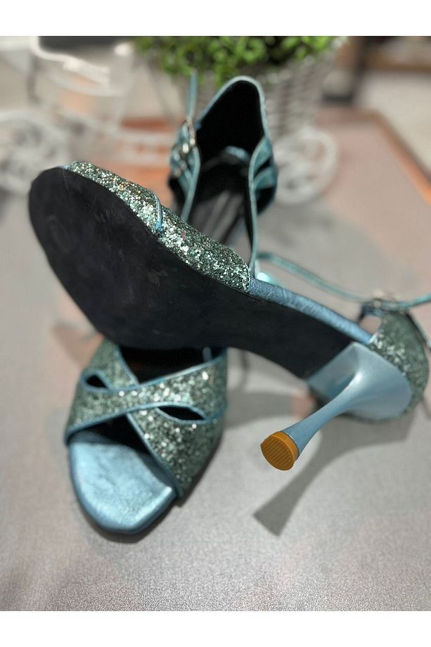 CAMGÖBEGİ MASKE MODEL ÇİFT BANTLI KAPALI TOPUK 8,5 CM 13 PONT BOYU TANGO,DANS VE ABİYE AYAKKABISI - 4