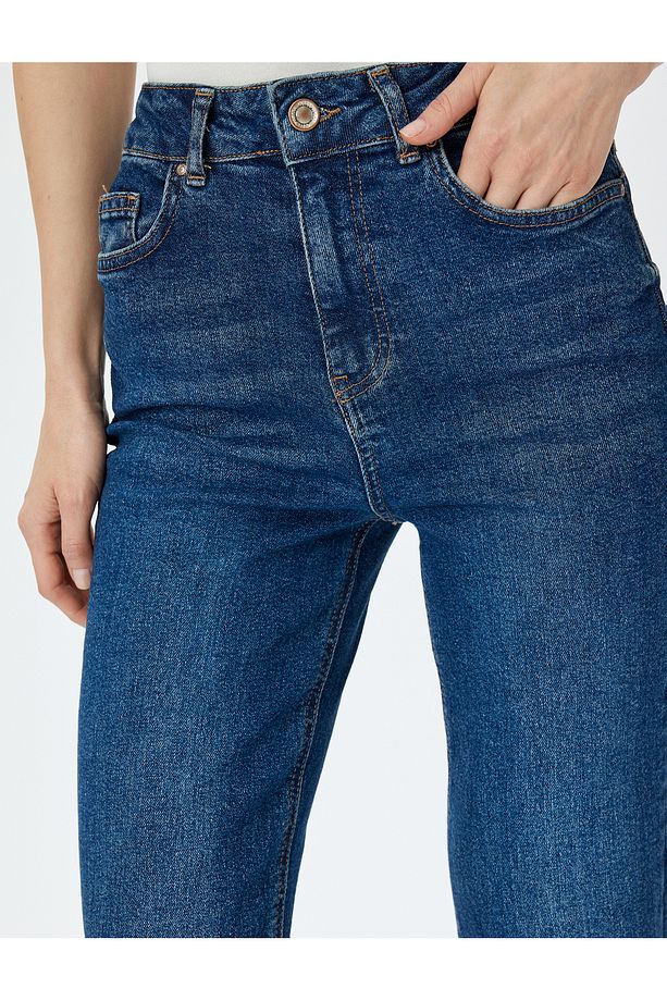 Yüksek Bel Slim Fit İspanyol Paça Kot Pantolon  -  Flare Jean - 5