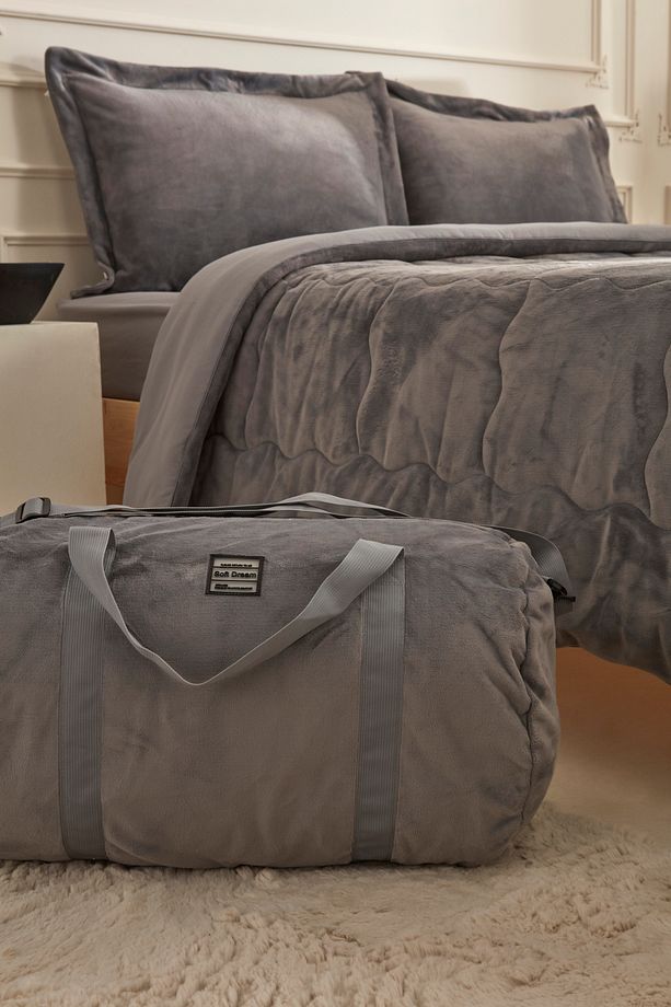 Flufy Tek Kişilik Soft Dream Comfort Set Antrasit - 7