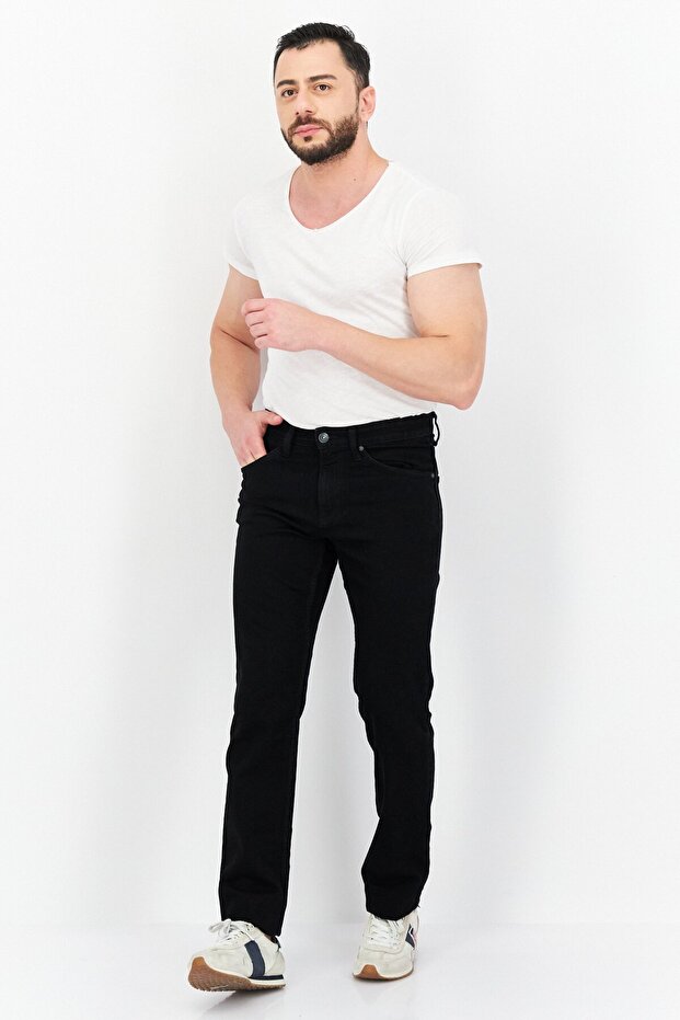 Men Regular Fit Wash Denim, Black - 2