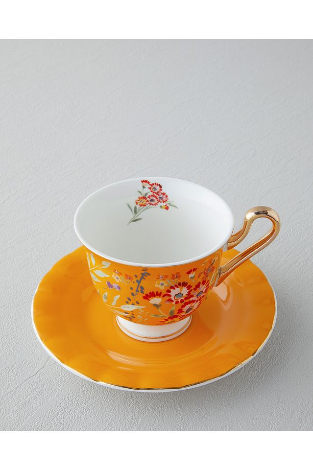 Miranda New Bone China 4 Parça 2 Kişilik  Fincan Takımı 220 ml Turuncu - 3