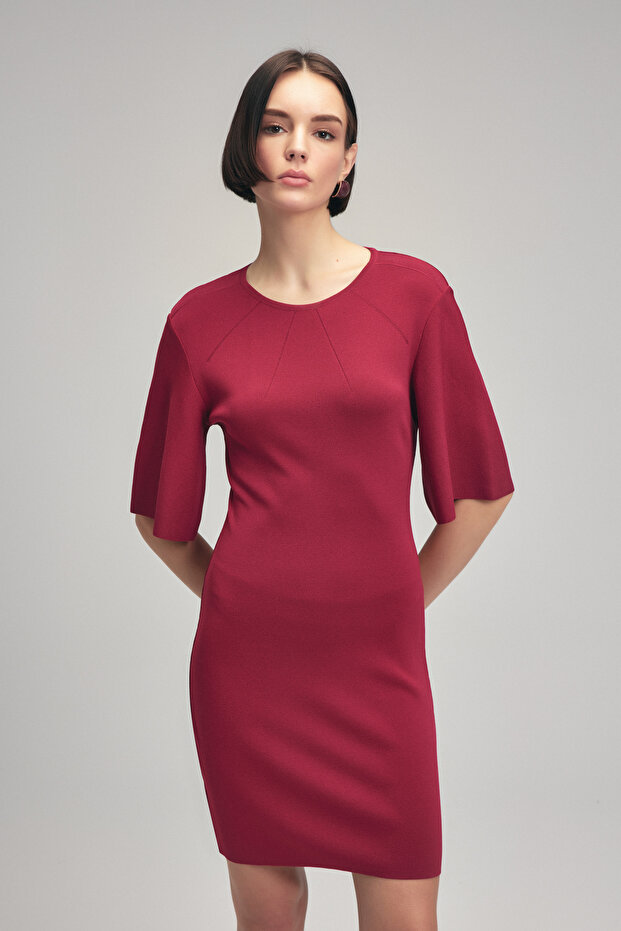 Kısa Kol Triko Elbise - 4