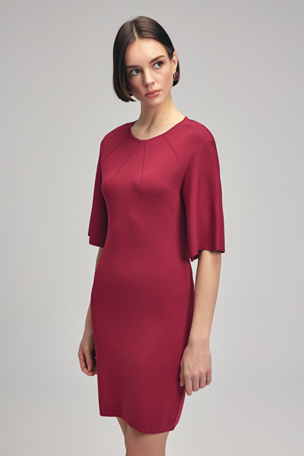 Kısa Kol Triko Elbise - 1