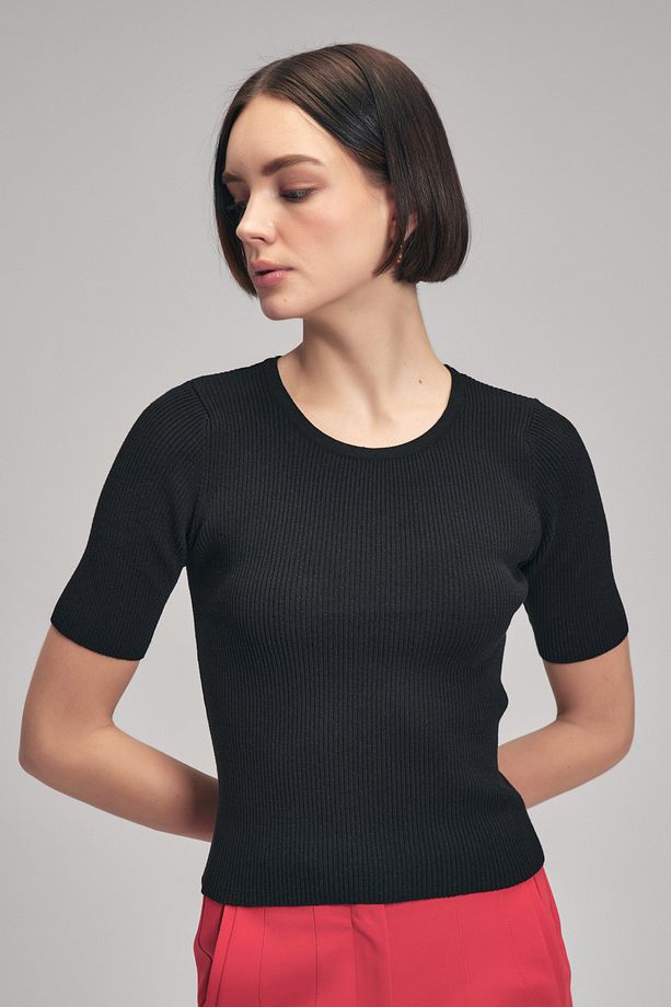Basic Kollu Triko Bluz - 1
