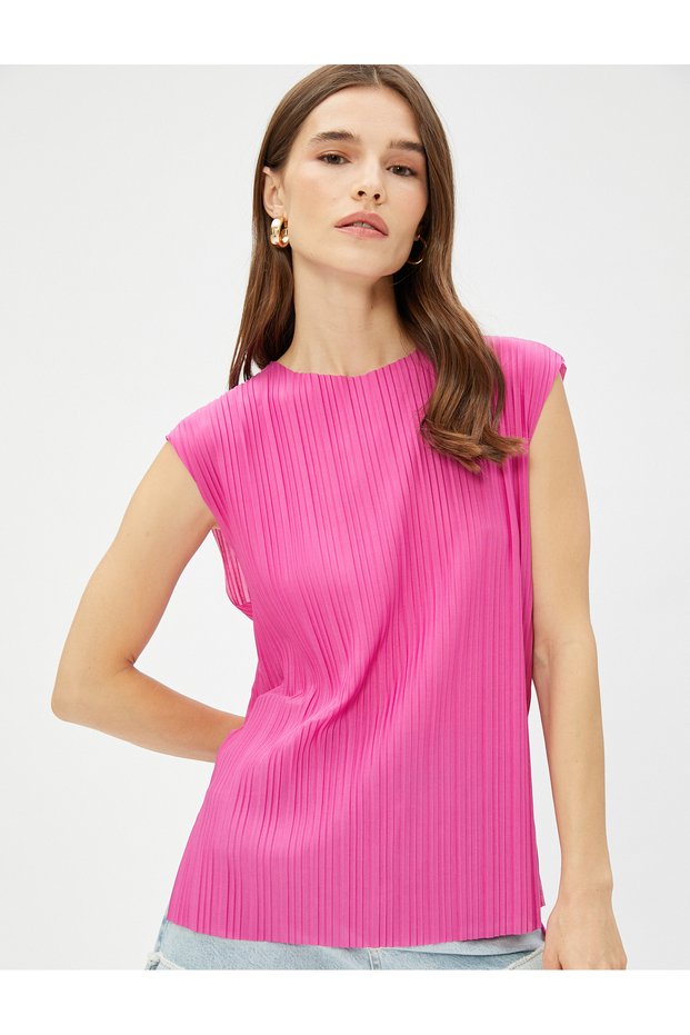 Striped T-Shirt Sleeveless Slit Detailed