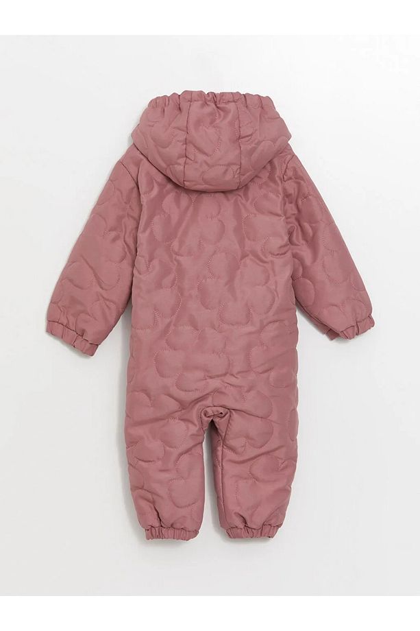 LCW baby Pembe Kapüşonlu Desenli Kız Bebek Astronot Mont - 3