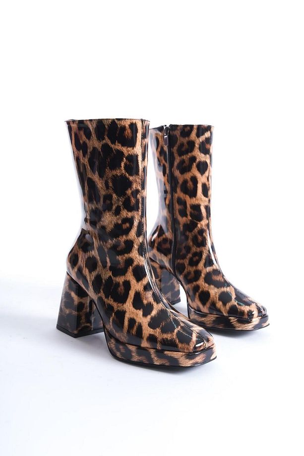 Leopar Desen Rugan Platform Kadın Bot - 3