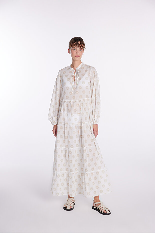 V Yaka Uzun Elbise - 1