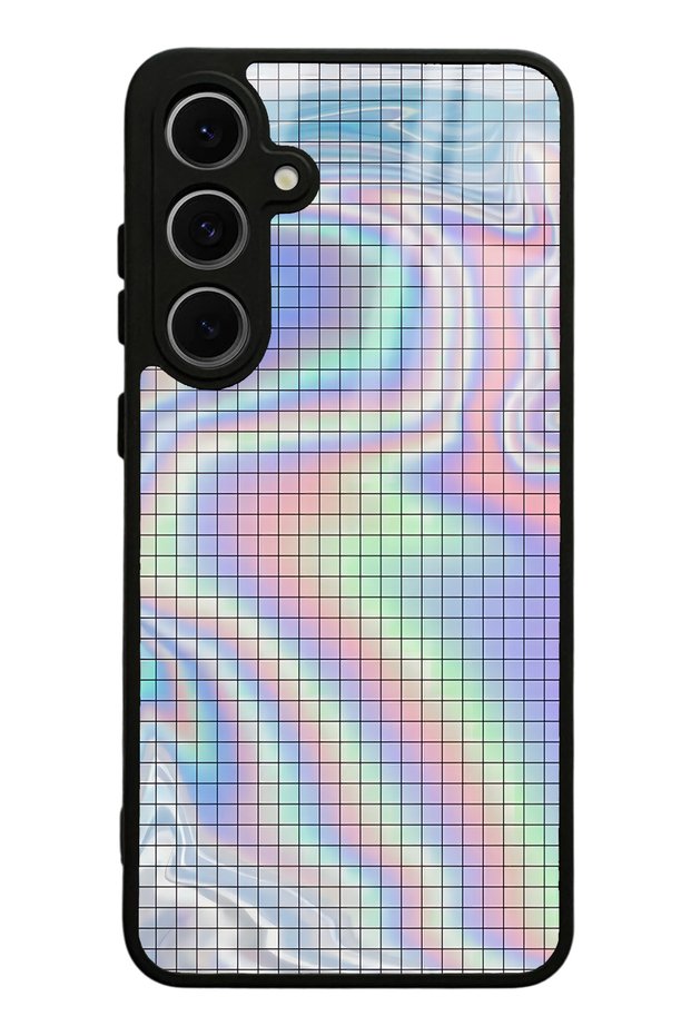 Samsung S24 Fe Neon Checkerboard Design Glossy Phone Case