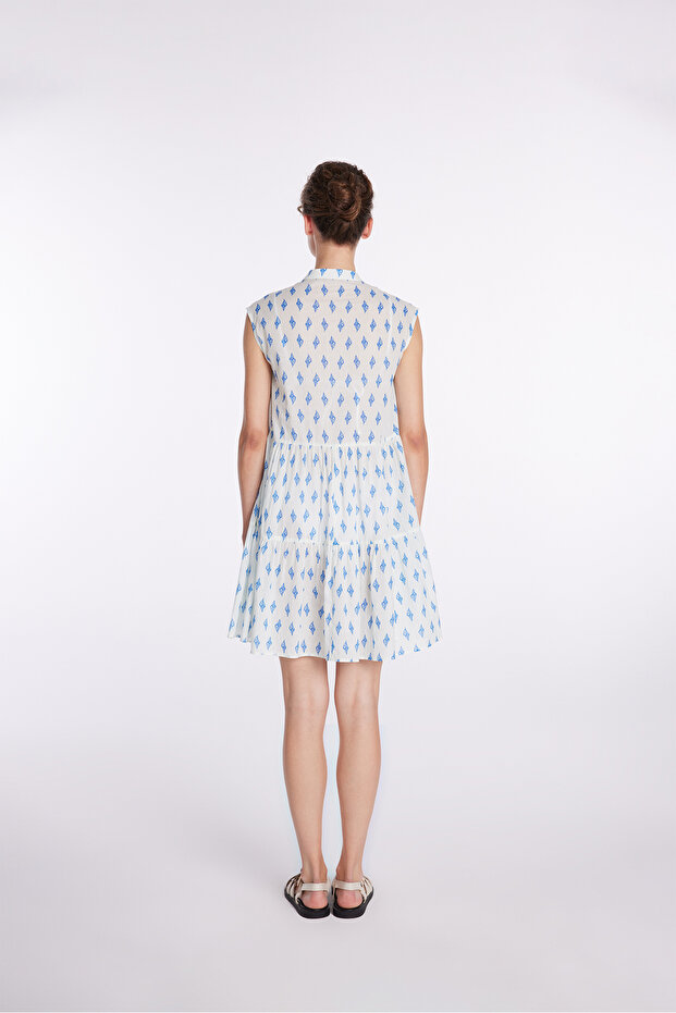 Desenli Mini Elbise - 6