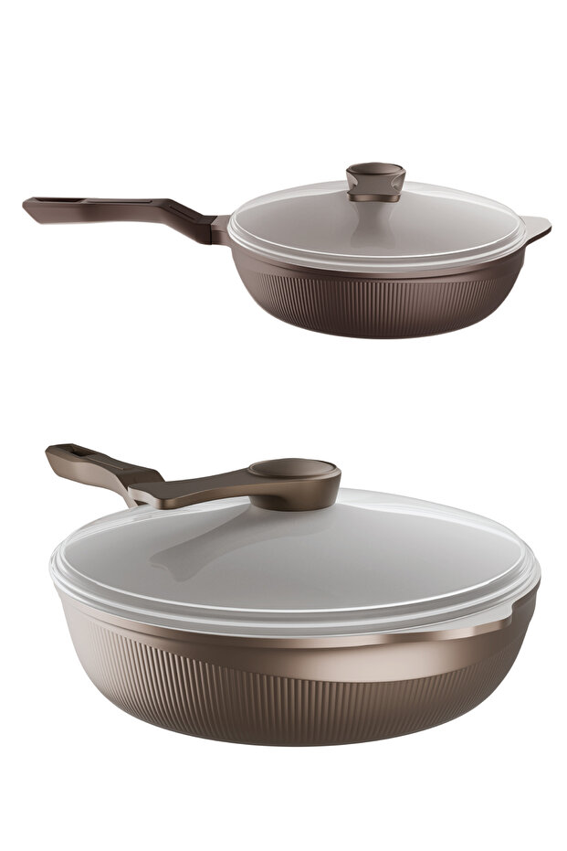 Prosteam 6 Layer Granite Pan and Pot 28 cm - Airfrey Featured Fireproof Non-Stick 2 in 1 Pan - 2