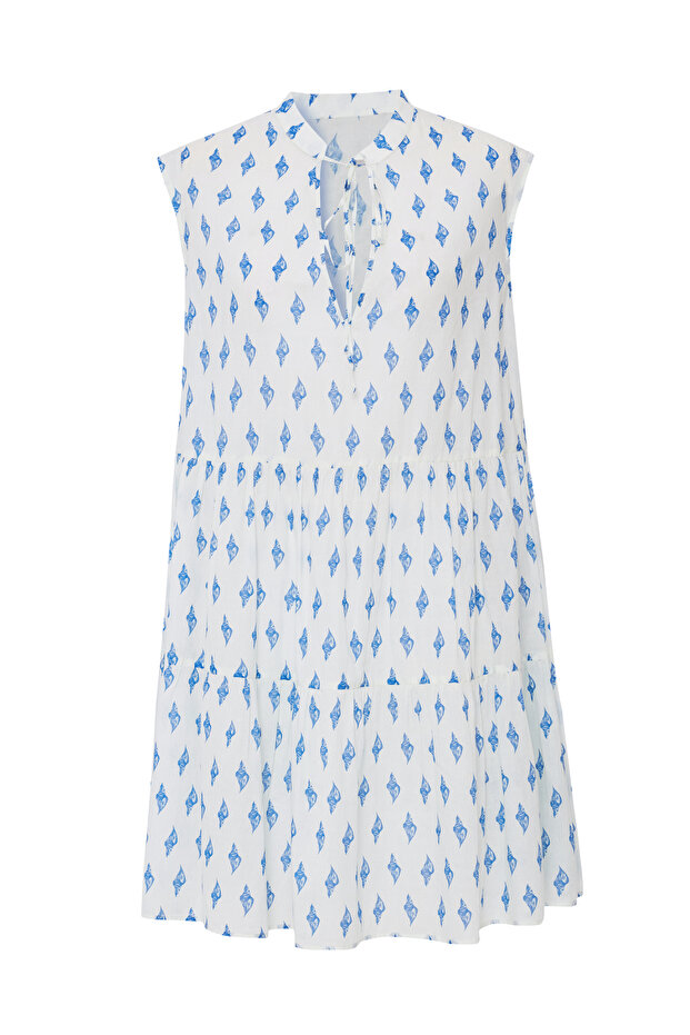 Desenli Mini Elbise - 7