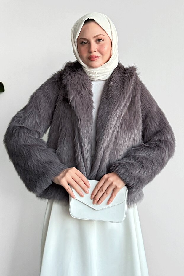 Astarlı Kısa Antrasit Kürk - 4