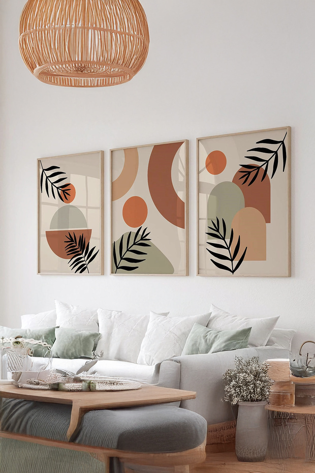3 Piece 3D Poster Painting Set with Real Wood Frame - Ersy3Set21