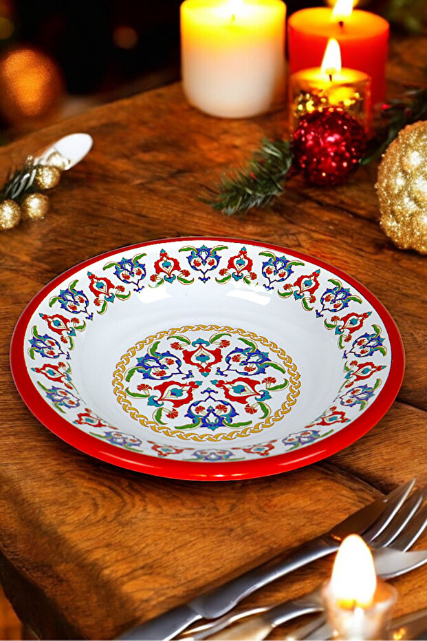 No. 24 Enameled Dinner Plate, Serving, Food Camping, Picnic, Dowry 24 cm