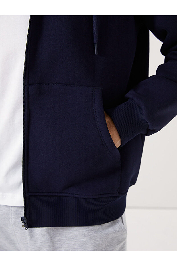 LCWK Kapüşonlu Uzun Kollu Erkek Fermuarlı Sweatshirt - 3