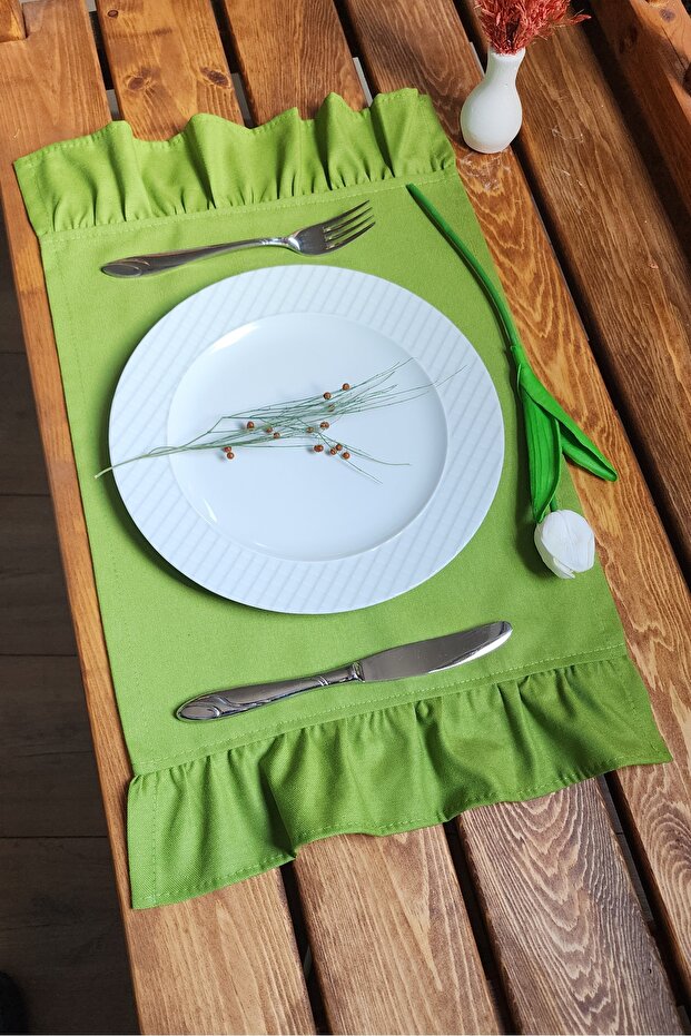 Spring Linen 2-Edge Ruffled Green Vintage 2-Piece American Service 30X50