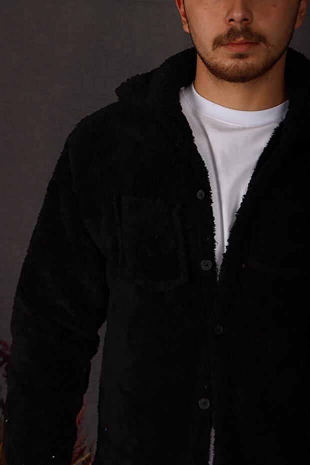 Peluş Ceket Siyah - 5