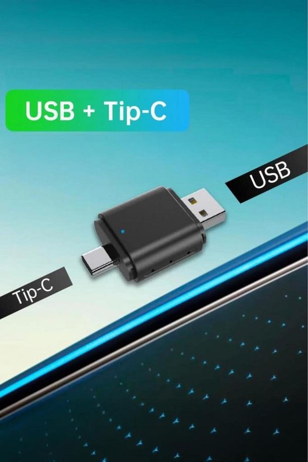 TORİMA TAB06 Mini 2in1 Kablosuz Carplay Usb ve Type-c Uyumlu Araç Multimedya Dönüştürücü Adaptörü - 3
