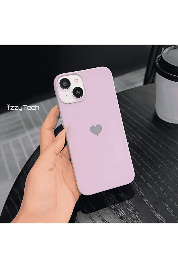 حافظة هاتف من السيليكون متينة وناعمة مع شعار القلب متوافقة مع هاتف iPhone 15 PLUS - 1