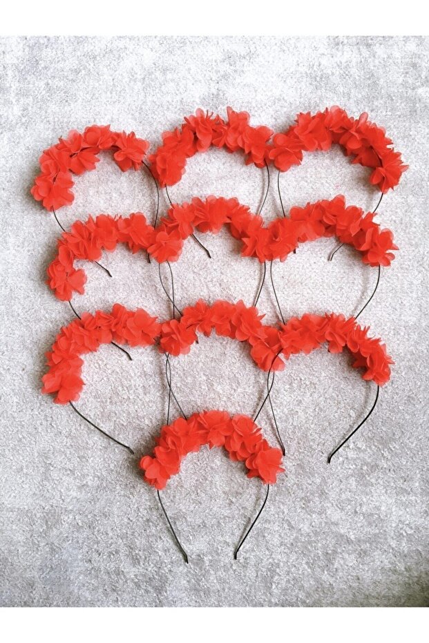 10-Piece Red Flower Patterned Henna Wedding and Night Bridesmaid Crown