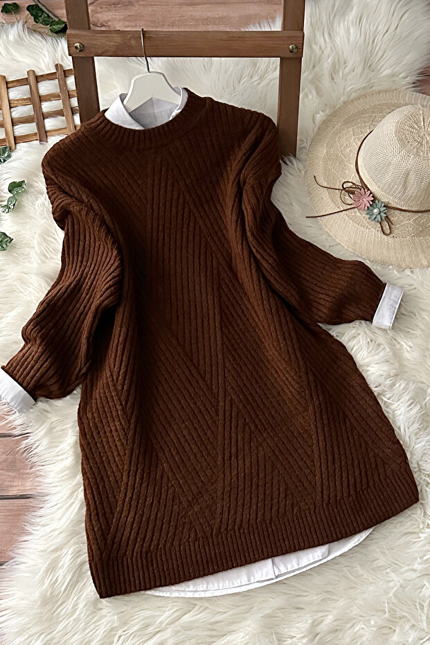 Baklava Yumoş Kazak Tunik - Brown