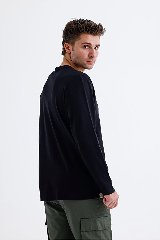 V Yaka Basic Uzun Kol T-Shirt - 8