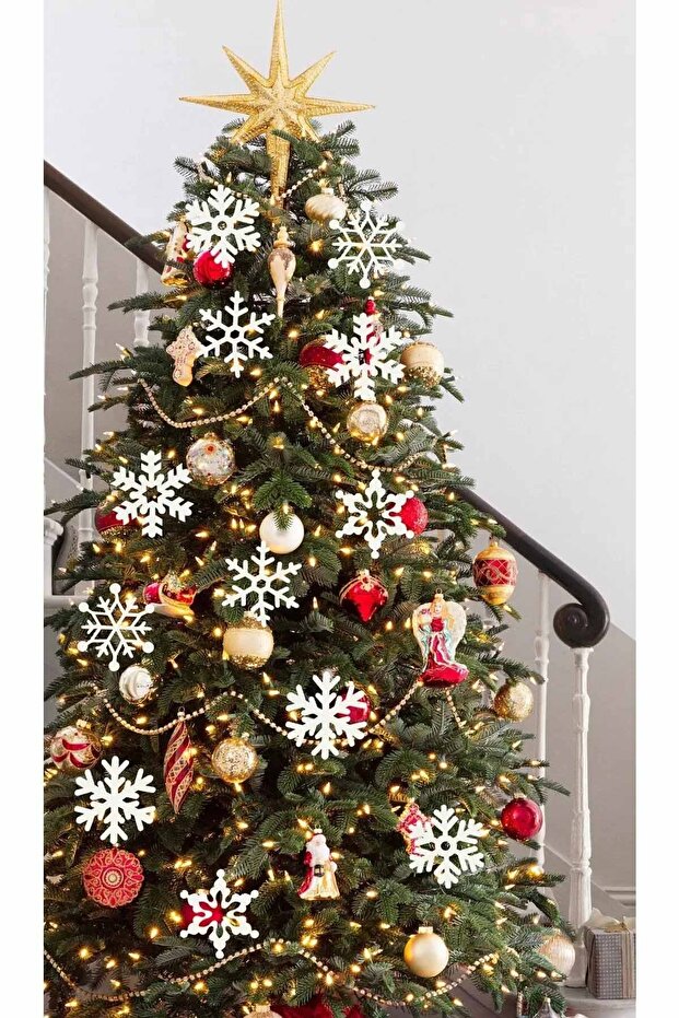 Christmas Tree White Snowflake Ornaments 12-Piece Snowflake