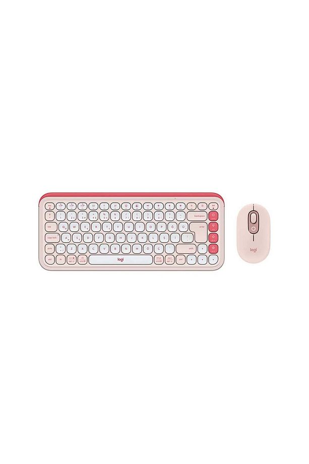 POP ICON Kablosuz Bluetooth Sessiz Türkçe Q Klavye ve Mouse Seti - Pembe 920-013077 - 1