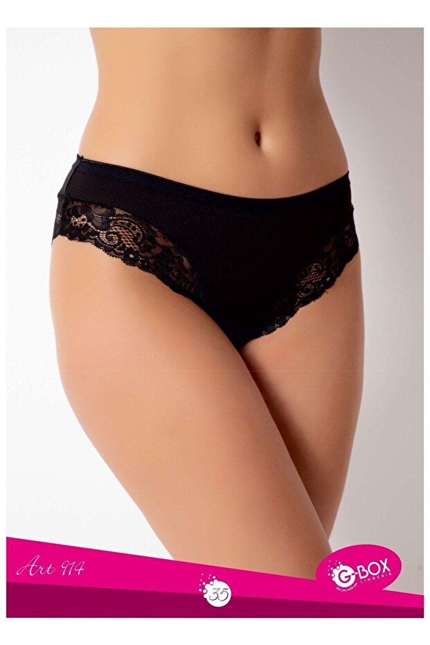 Women's Slip Panties Lace Brazilian Panties Black