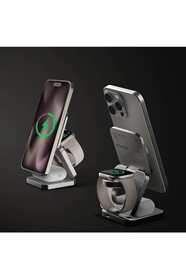 Q2.Mag 3'ü 1 Arada Katlanabilir Qi2 15W Manyetik Kablosuz Şarj Standı - 3